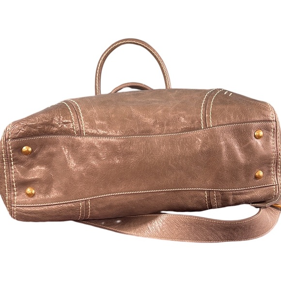 Prada Vitello Large Leather Shine 2 Way Satchel Handbag Taupe - Picture 5 of 11